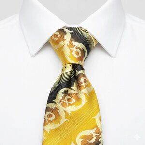 Conte Tie Vintage 1970's Wide Polyester Disco Loud Mod Striped Geometric Yellow